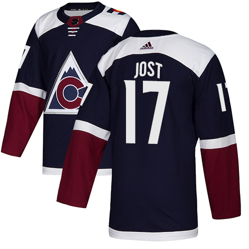 Adidas Avalanche #17 Tyson Jost Navy Alternate Authentic Stitched NHL Jersey