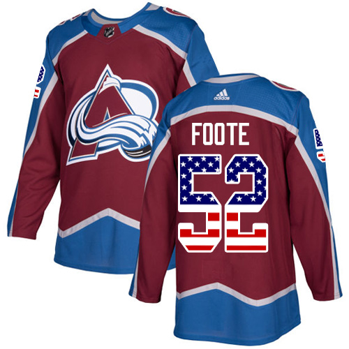 Adidas Avalanche #52 Adam Foote Burgundy Home Authentic USA Flag Stitched NHL Jersey