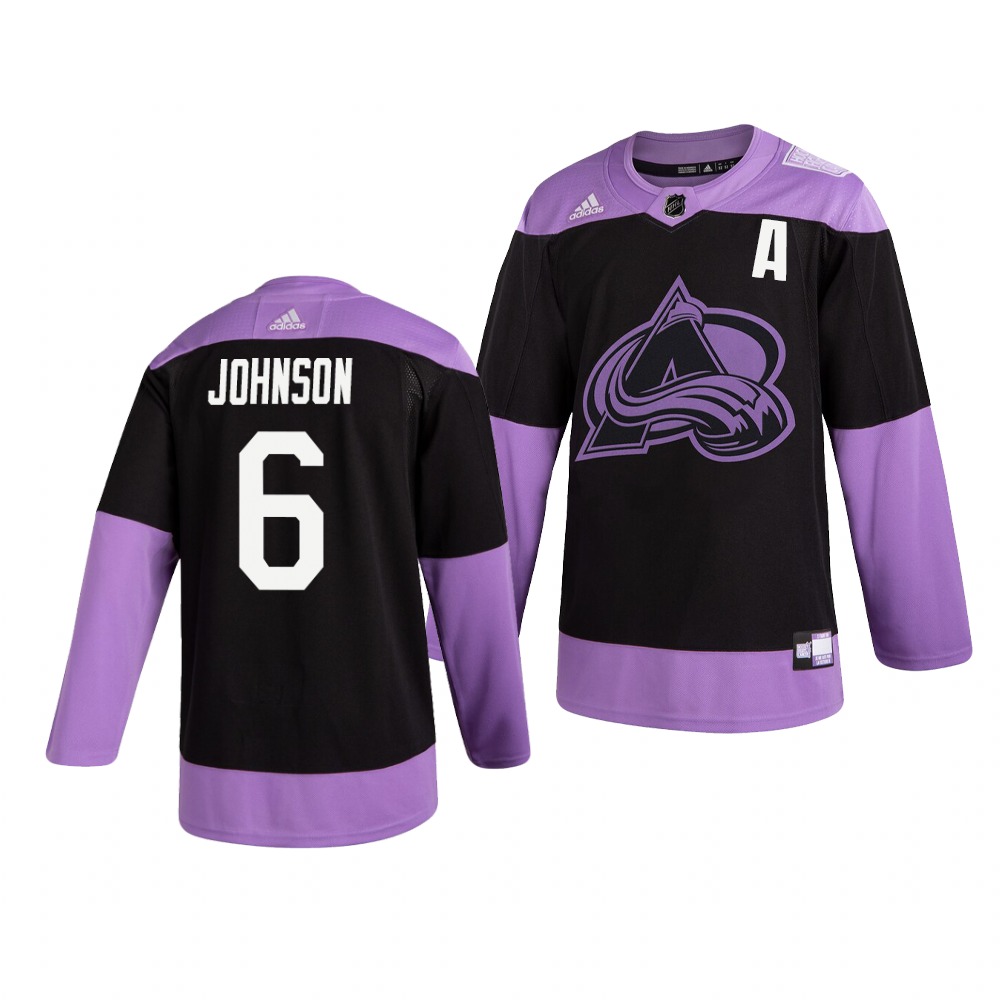 Colorado Avalanche #6 Erik Johnson Adidas Men's Hockey Fights Cancer Practice NHL Jersey Black