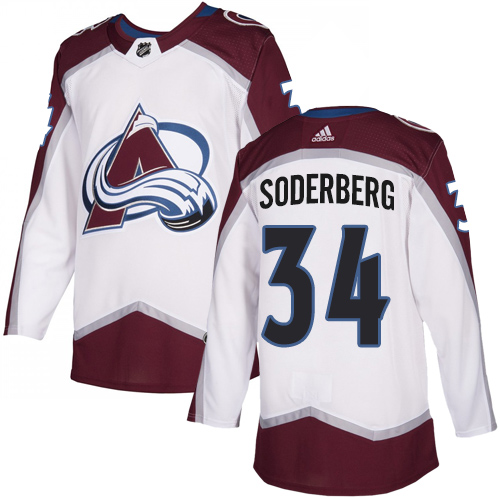 Adidas Avalanche #34 Carl Soderberg White Road Authentic Stitched NHL Jersey