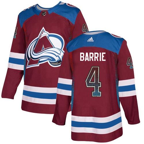 Adidas Avalanche #4 Tyson Barrie Burgundy Home Authentic Drift Fashion Stitched NHL Jersey