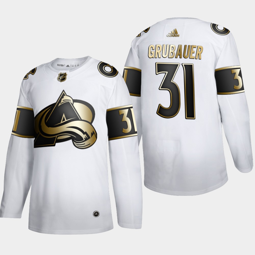 Colorado Avalanche #31 Philipp Grubauer Men's Adidas White Golden Edition Limited Stitched NHL Jersey