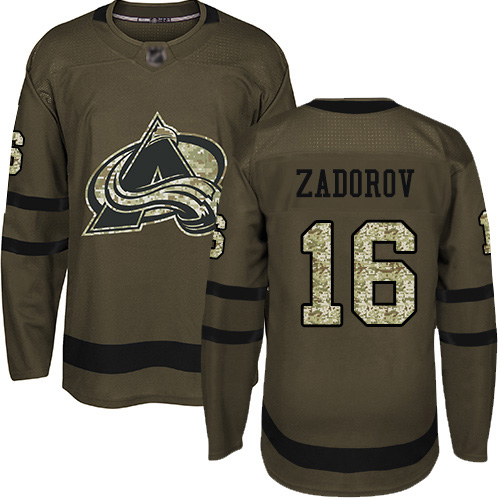 Adidas Avalanche #16 Nikita Zadorov Green Salute to Service Stitched NHL Jersey