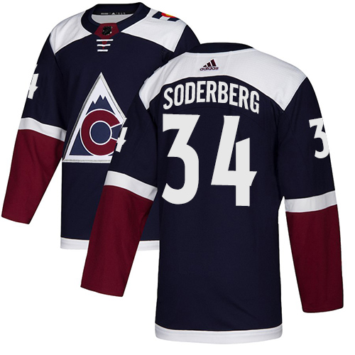 Adidas Avalanche #34 Carl Soderberg Navy Alternate Authentic Stitched NHL Jersey