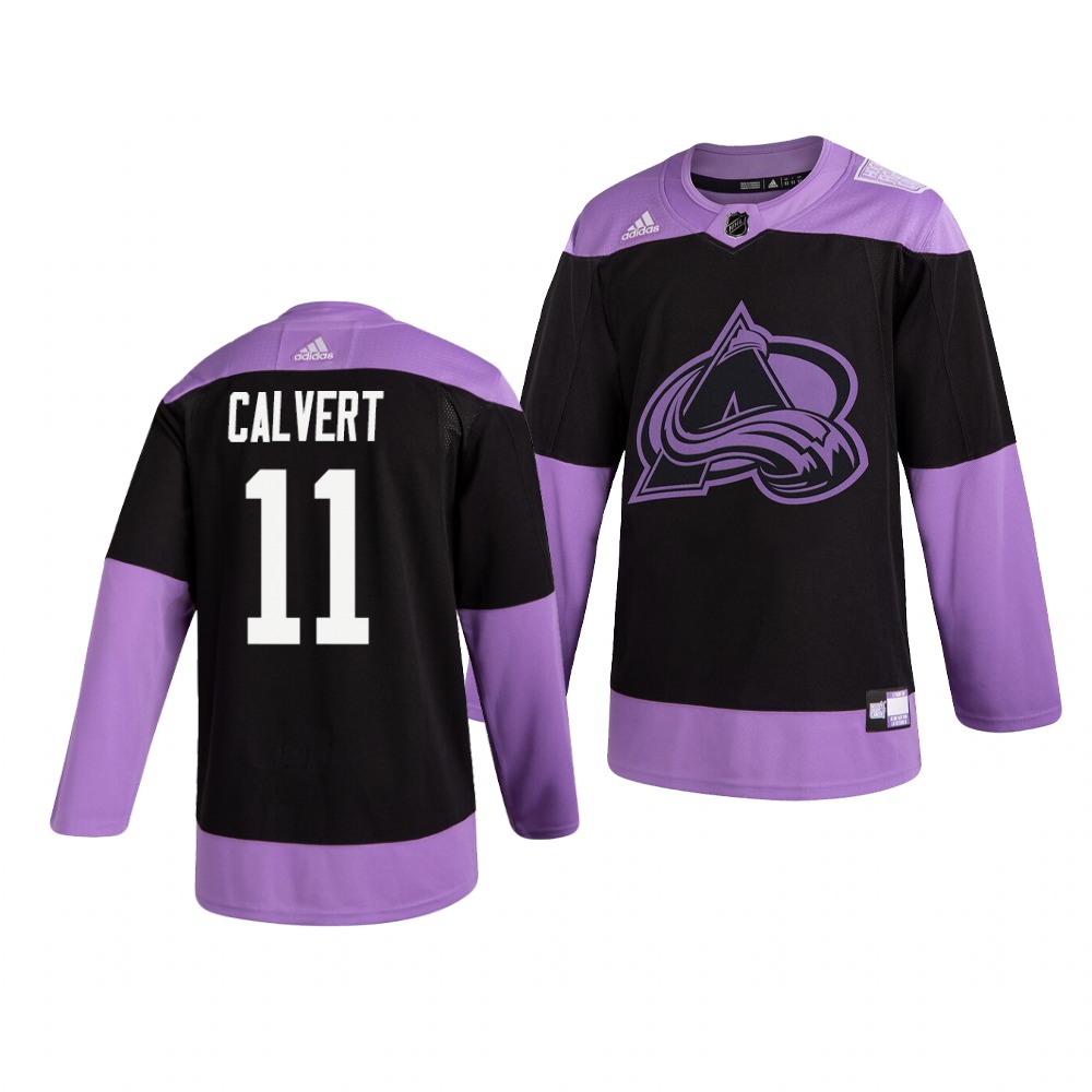 Colorado Avalanche #11 Matt Calvert Adidas Men's Hockey Fights Cancer Practice NHL Jersey Black