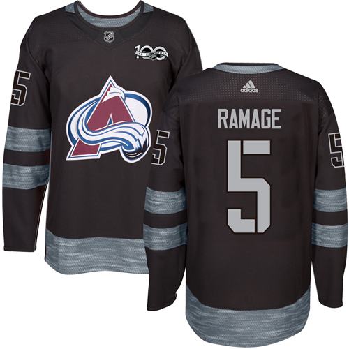 Adidas Avalanche #5 Rob Ramage Black 1917-2017 100th Anniversary Stitched NHL Jersey