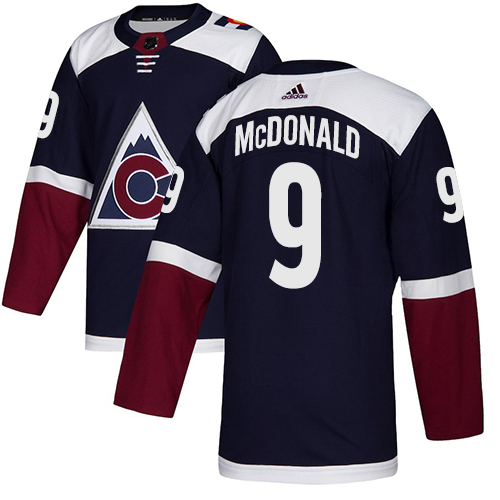 Adidas Avalanche #9 Lanny McDonald Navy Alternate Authentic Stitched NHL Jersey