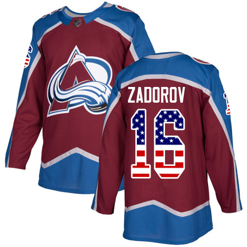 Adidas Avalanche #16 Nikita Zadorov Burgundy Home Authentic USA Flag Stitched NHL Jersey