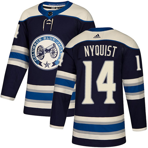 Adidas Blue Jackets #14 Gustav Nyquist Navy Alternate Authentic Stitched NHL Jersey