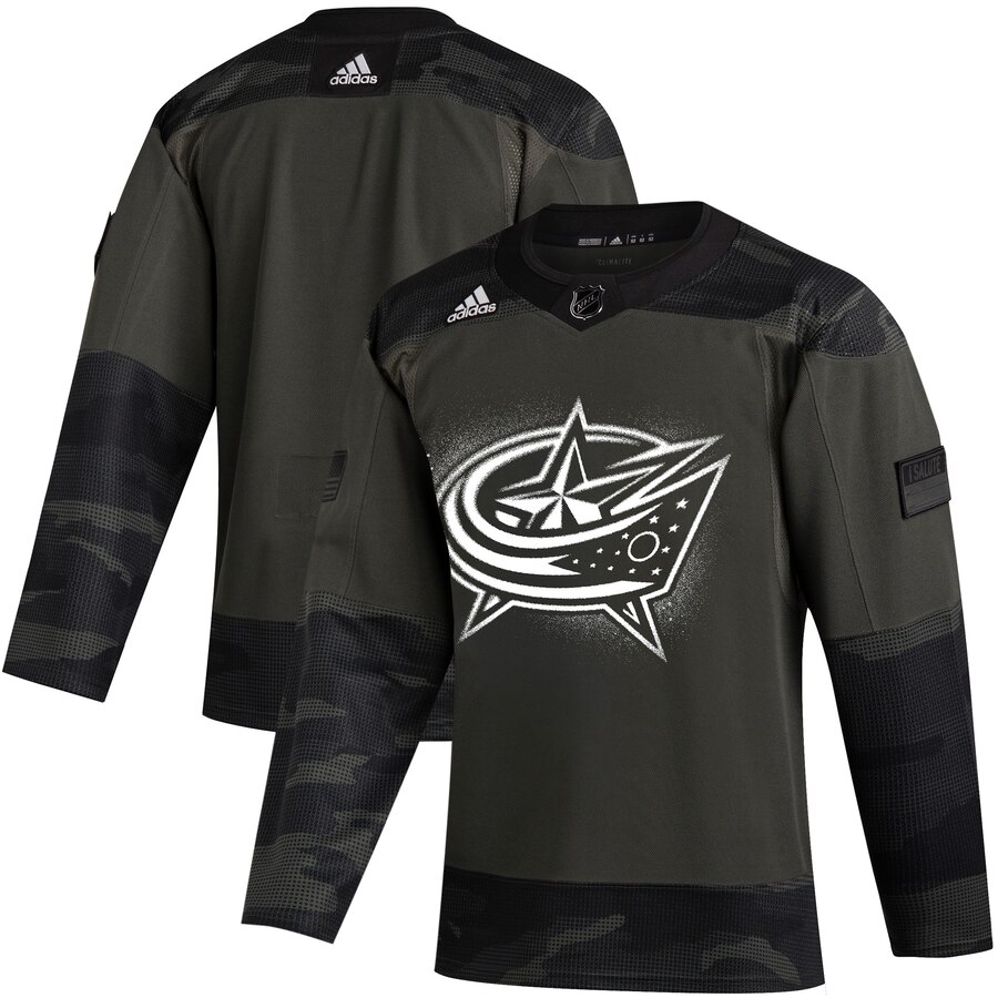 Columbus Blue Jackets Adidas 2019 Veterans Day Authentic Practice NHL Jersey Camo
