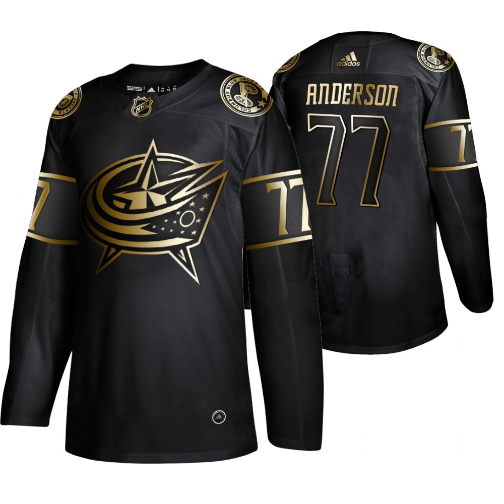 Adidas Blue Jackets #77 Josh Anderson Men's 2019 Black Golden Edition Authentic Stitched NHL Jersey Adidas Blue Jackets #77 Josh Anderson Men's 2019 Black Golden Edition Authentic Stitched NHL Jersey