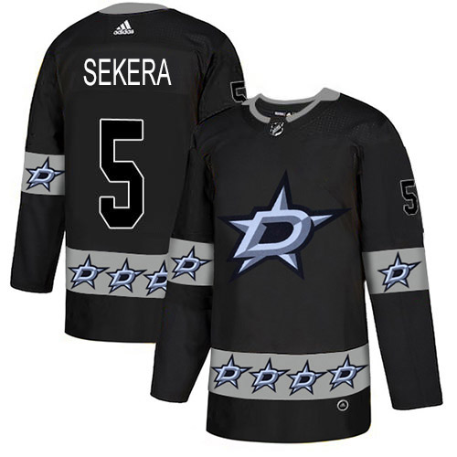 Adidas Stars #5 Andrej Sekera Black Authentic Team Logo Fashion Stitched NHL Jersey
