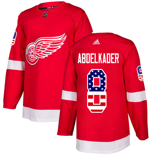 Adidas Red Wings #8 Justin Abdelkader Red Home Authentic USA Flag Stitched NHL Jersey
