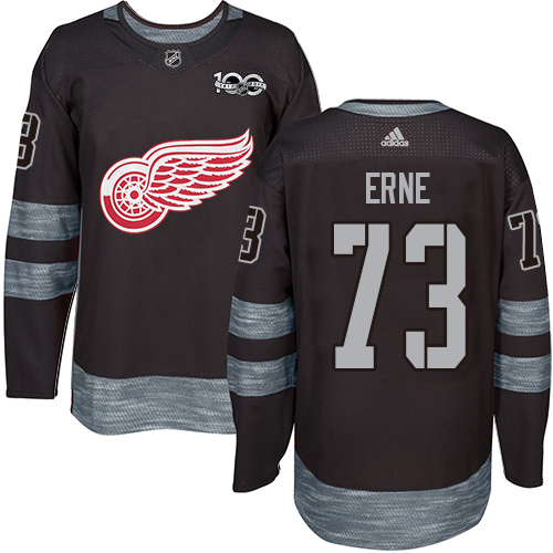 Adidas Red Wings #73 Adam Erne Black 1917-2017 100th Anniversary Stitched NHL Jersey