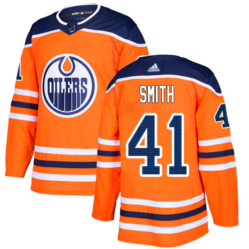 Adidas Oilers #41 Mike Smith Orange Home Authentic Stitched NHL Jersey