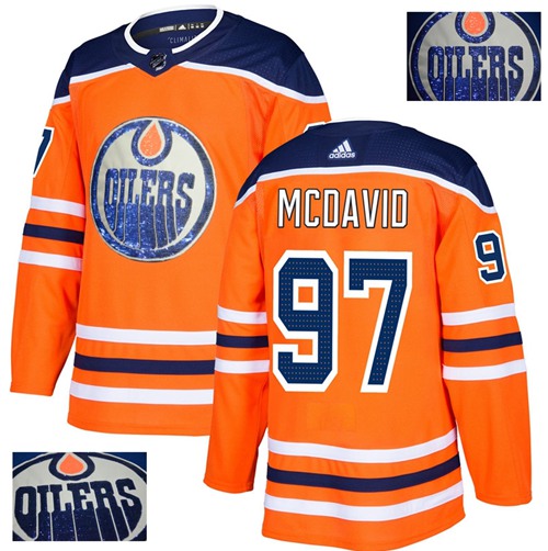 Adidas Oilers #97 Connor McDavid Orange Home Authentic Fashion Gold Stitched NHL Jersey