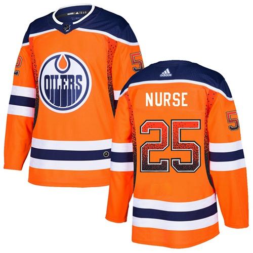 Adidas Oilers #25 Darnell Nurse Orange Home Authentic Drift Fashion Stitched NHL Jersey