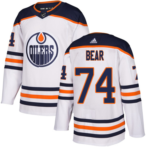 Adidas Oilers #74 Ethan Bear White Road Authentic Stitched NHL Jersey