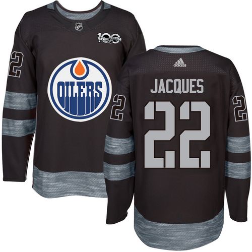 Adidas Oilers #22 Jean-Francois Jacques Black 1917-2017 100th Anniversary Stitched NHL Jersey