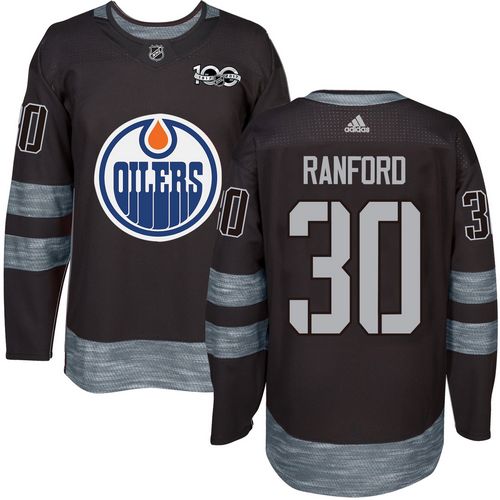 Adidas Oilers #30 Bill Ranford Black 1917-2017 100th Anniversary Stitched NHL Jersey