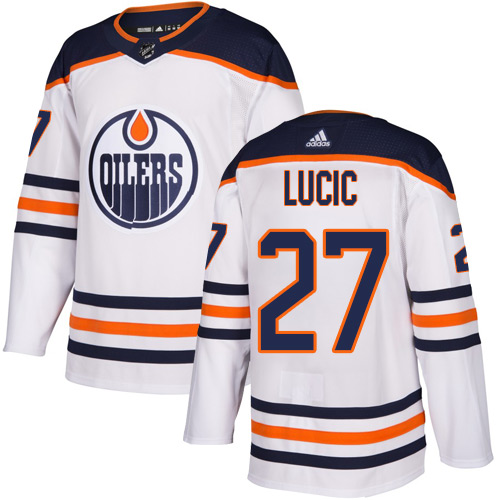 Adidas Oilers #27 Milan Lucic White Road Authentic Stitched NHL Jersey