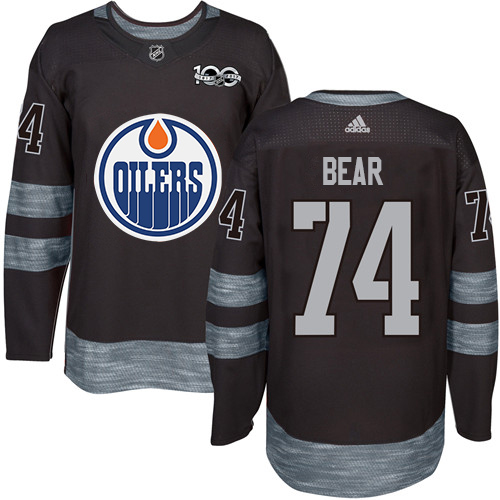 Adidas Oilers #74 Ethan Bear Black 1917-2017 100th Anniversary Stitched NHL Jersey