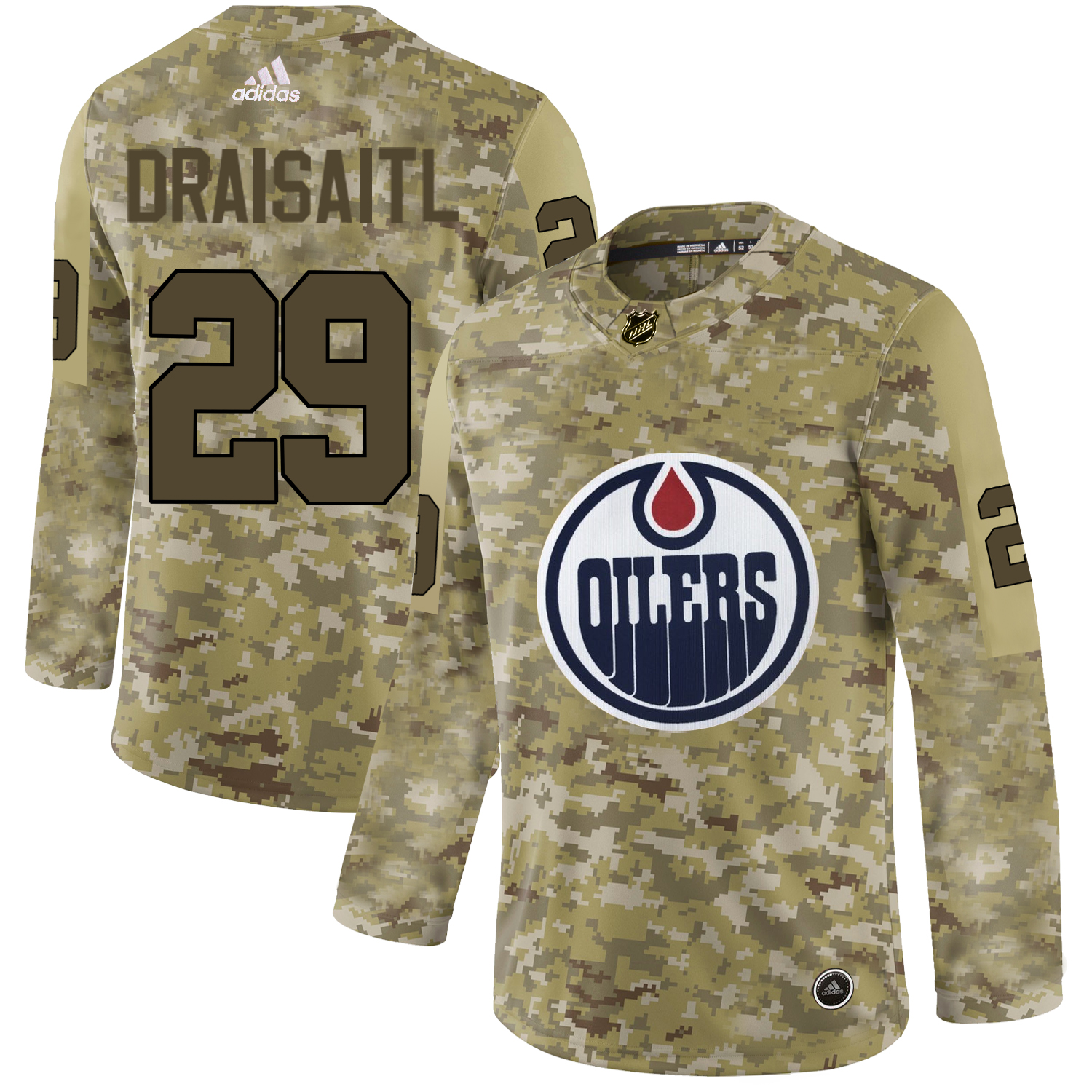 Adidas Oilers #29 Leon Draisaitl Camo Authentic Stitched NHL Jersey