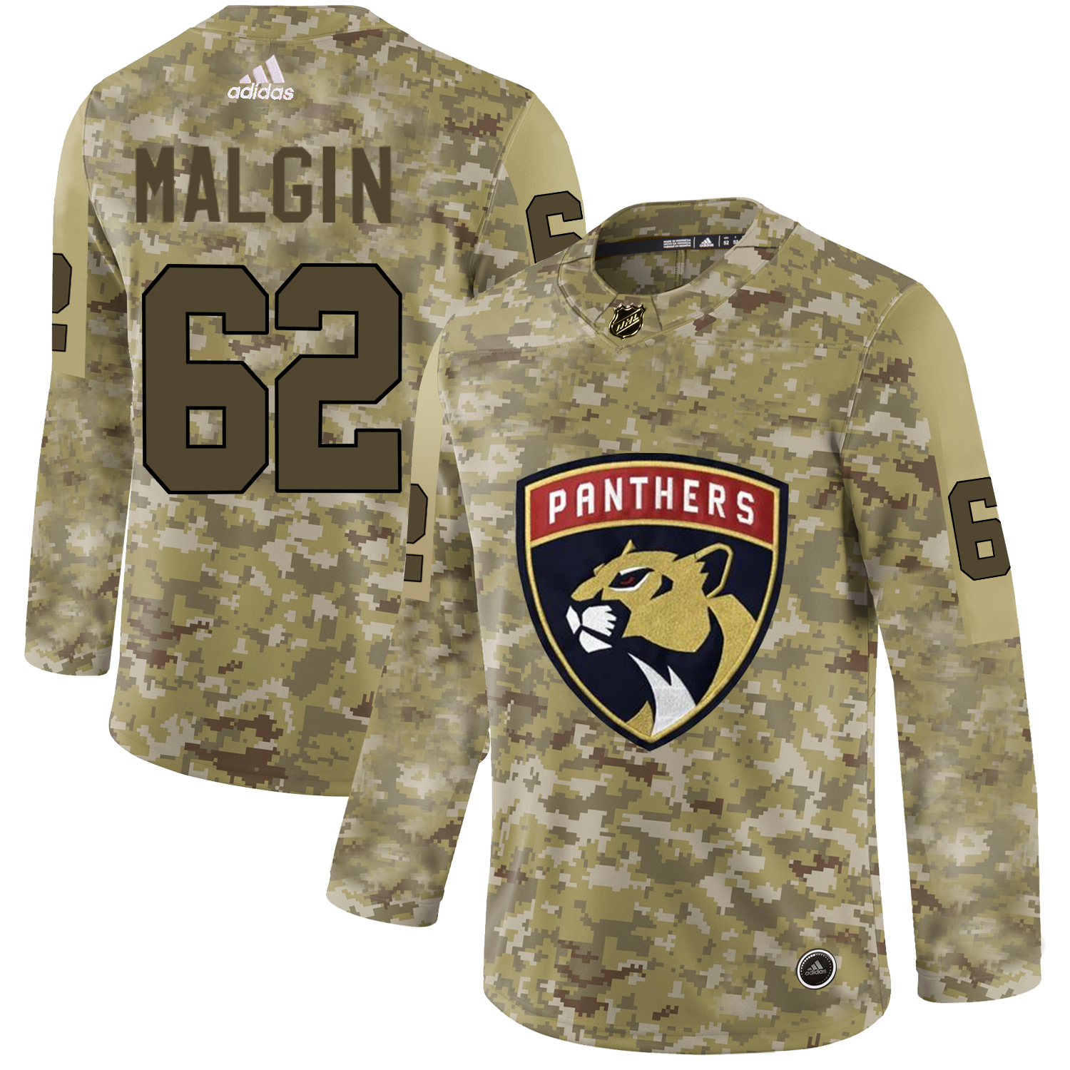 Adidas Panthers #62 Denis Malgin Camo Authentic Stitched NHL Jersey