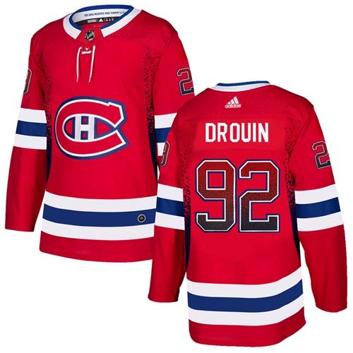 Adidas Canadiens #92 Jonathan Drouin Red Home Authentic Drift Fashion Stitched NHL Jersey