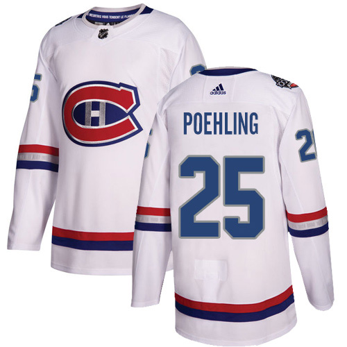 Adidas Canadiens #25 Ryan Poehling White Authentic 2017 100 Classic Stitched NHL Jersey