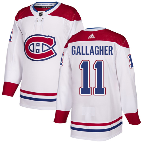 Adidas Canadiens #11 Brendan Gallagher White Road Authentic Stitched NHL Jersey