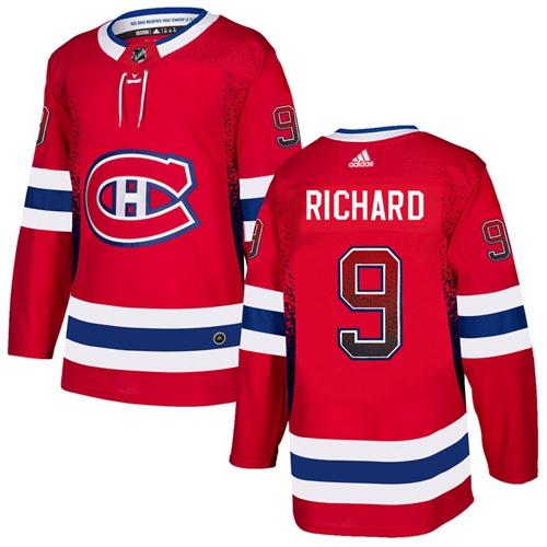 Adidas Canadiens #9 Maurice Richard Red Home Authentic Drift Fashion Stitched NHL Jersey