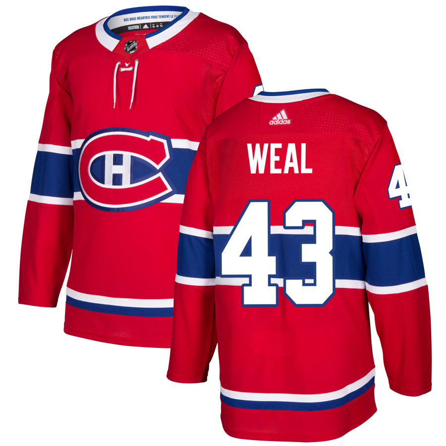 Adidas Canadiens #43 Jordan Weal Red Home Authentic Stitched NHL Jersey
