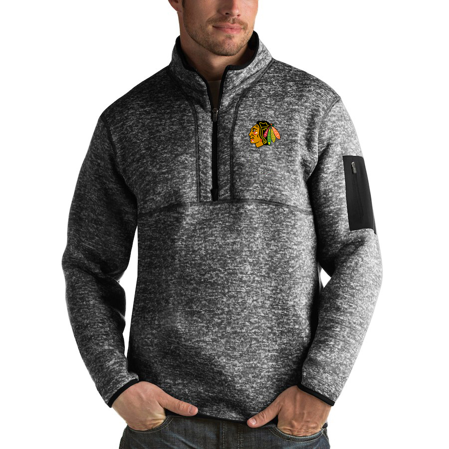Chicago Blackhawks Antigua Fortune Quarter-Zip Pullover Jacket Charcoal Chicago Blackhawks Antigua Fortune Quarter-Zip Pullover Jacket Charcoal