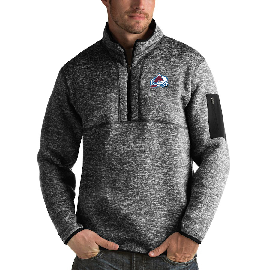 Colorado Avalanche Antigua Fortune Quarter-Zip Pullover Jacket Charcoal