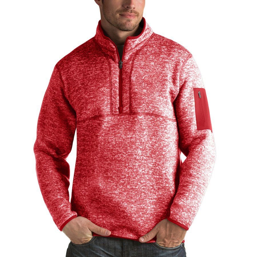 Detroit Red Wings Antigua Fortune Quarter-Zip Pullover Jacket Red
