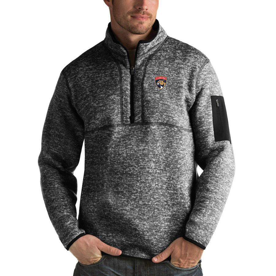 Florida Panthers Antigua Fortune Quarter-Zip Pullover Jacket Charcoal
