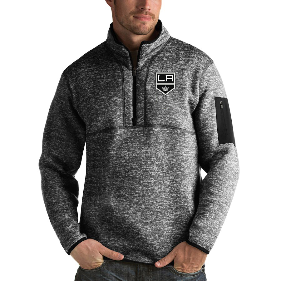 Los Angeles Kings Antigua Fortune Quarter-Zip Pullover Jacket Charcoal