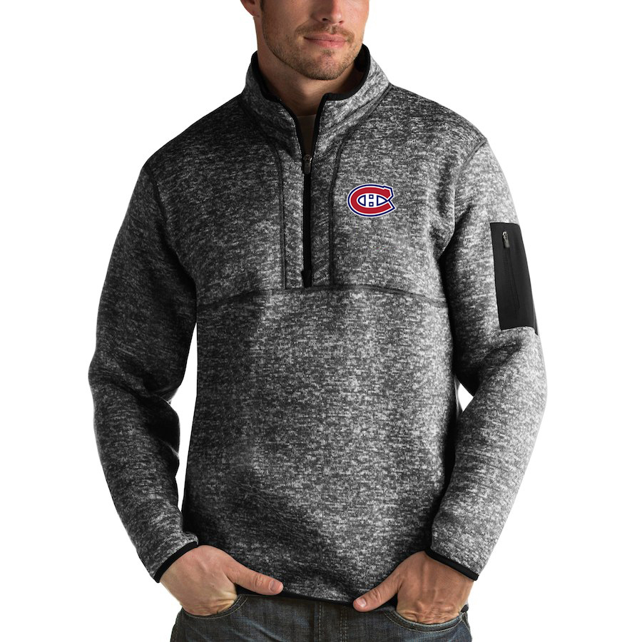 Montreal Canadiens Antigua Fortune Quarter-Zip Pullover Jacket Charcoal