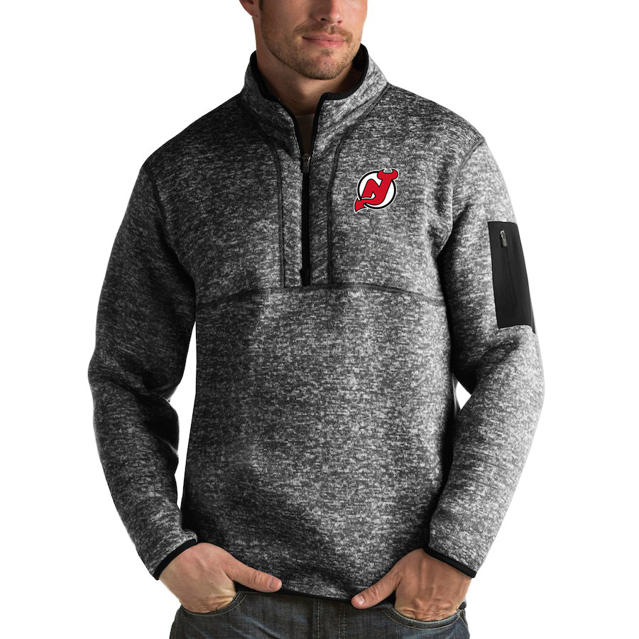 New Jersey Devils Antigua Fortune Quarter-Zip Pullover Jacket Charcoal