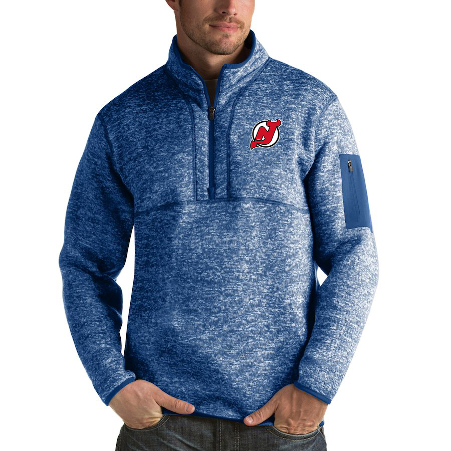 New Jersey Devils Antigua Fortune Quarter-Zip Pullover Jacket Blue