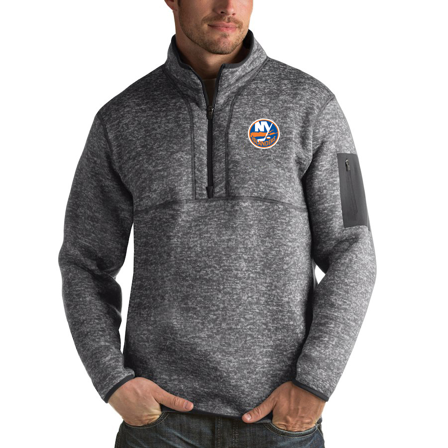 New York Islanders Antigua Fortune Quarter-Zip Pullover Jacket Black