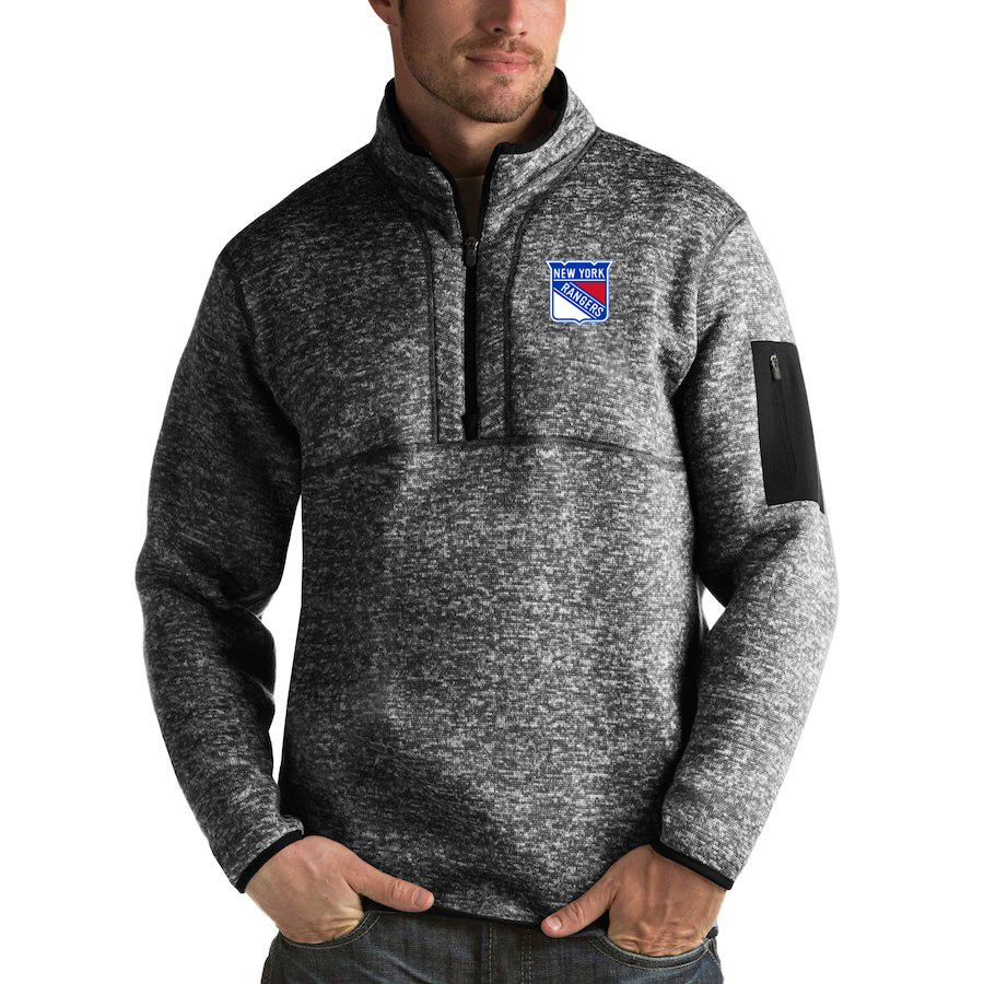New York Rangers Antigua Fortune Quarter-Zip Pullover Jacket Charcoal