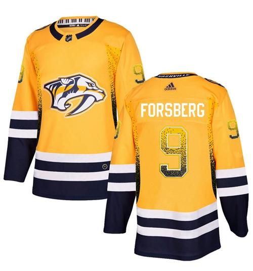 Adidas Predators #9 Filip Forsberg Yellow Home Authentic Drift Fashion Stitched NHL Jersey