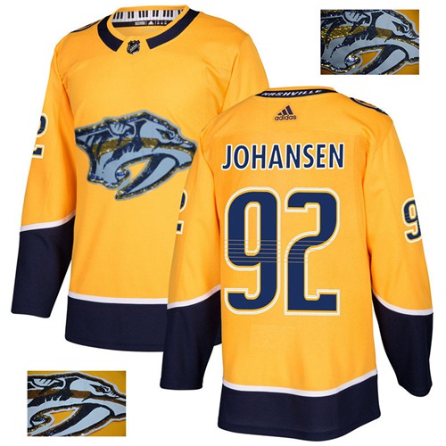Adidas Predators #92 Ryan Johansen Yellow Home Authentic Fashion Gold Stitched NHL Jersey