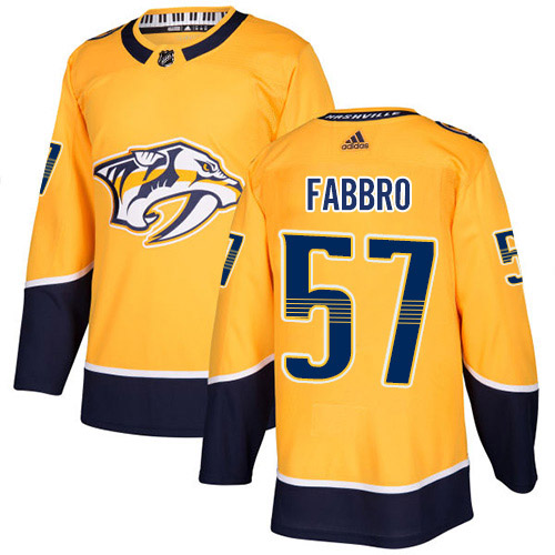 Adidas Predators #57 Dante Fabbro Yellow Home Authentic Stitched NHL Jersey