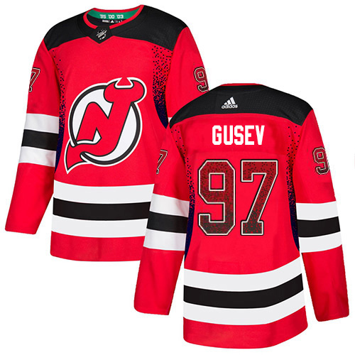 Adidas Devils #97 Nikita Gusev Red Home Authentic Drift Fashion Stitched NHL Jersey