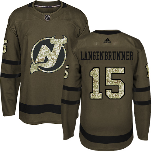 Adidas Devils #15 Jamie Langenbrunner Green Salute to Service Stitched NHL Jersey