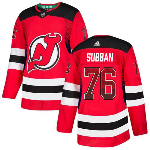 Adidas Devils #76 P.K. Subban Red Home Authentic Drift Fashion Stitched NHL Jersey
