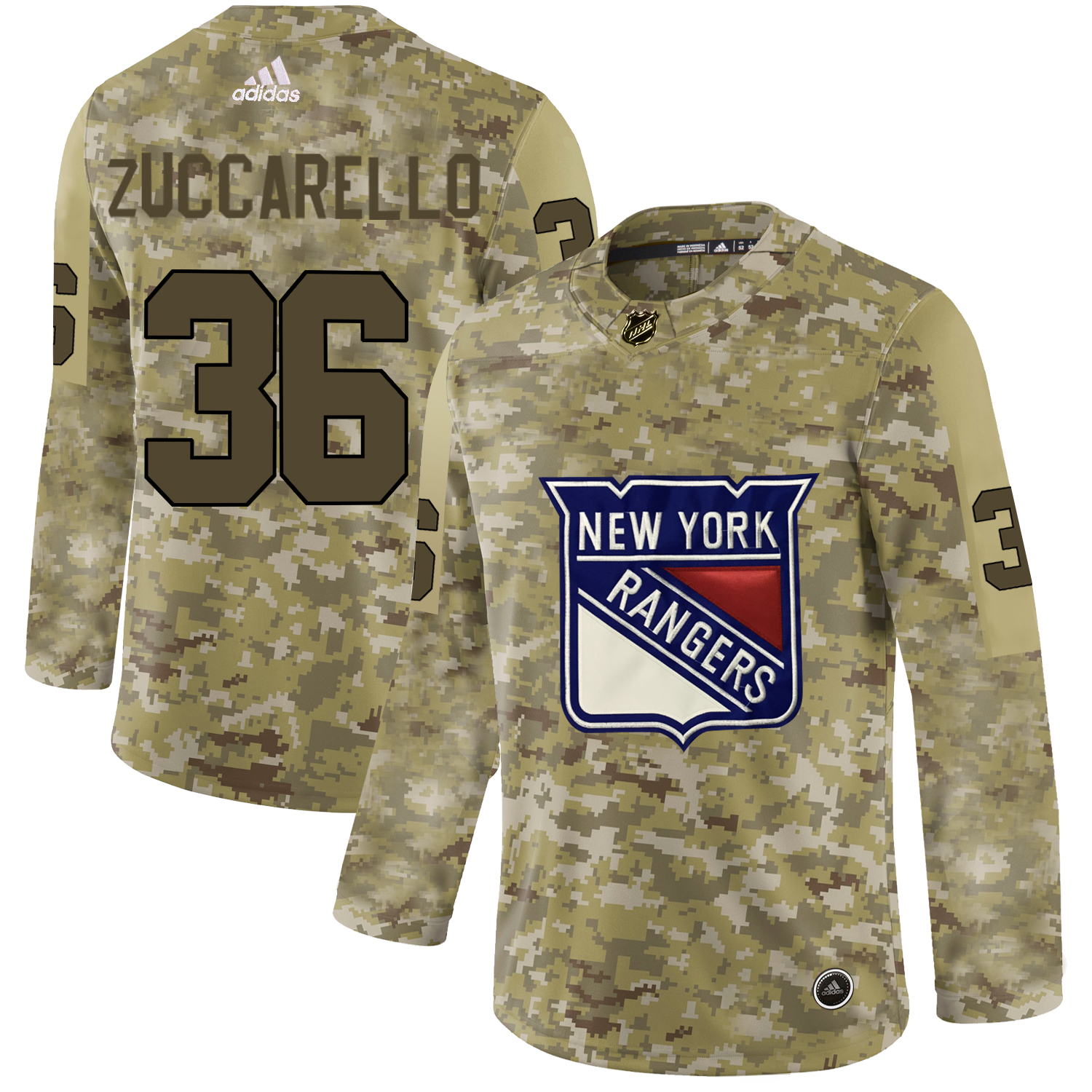 Adidas Rangers #36 Mats Zuccarello Camo Authentic Stitched NHL Jersey